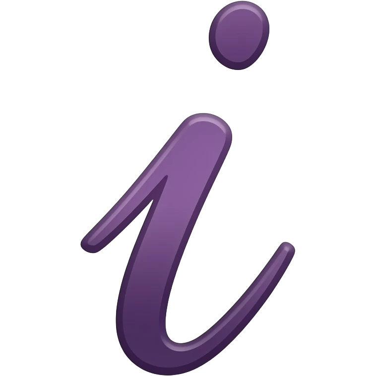 purple letter uppercase i in cursive style emoji