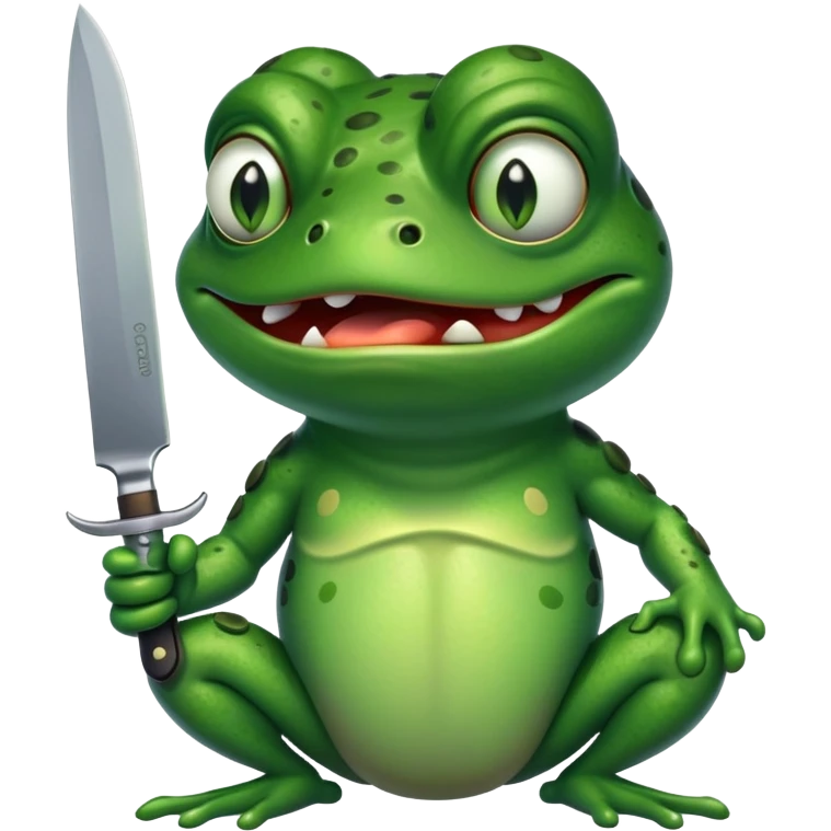 angry frog with a knife emoji