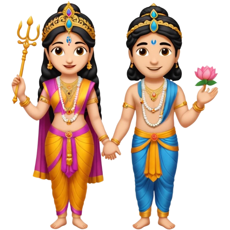 Krishna and Radha cute standing together with fuet emoji