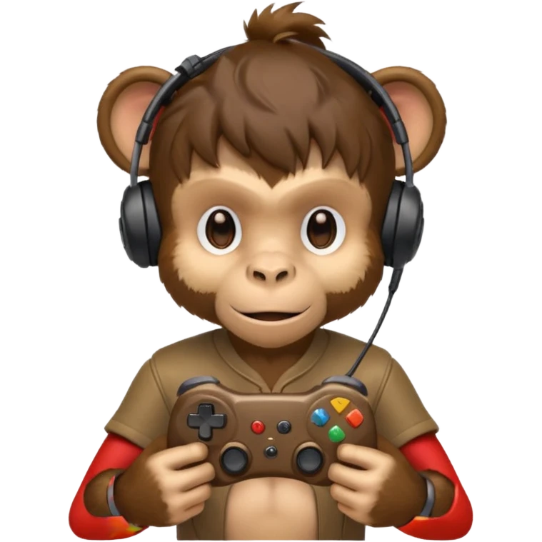 gamer monkey, game controller on hand, headset  emoji
