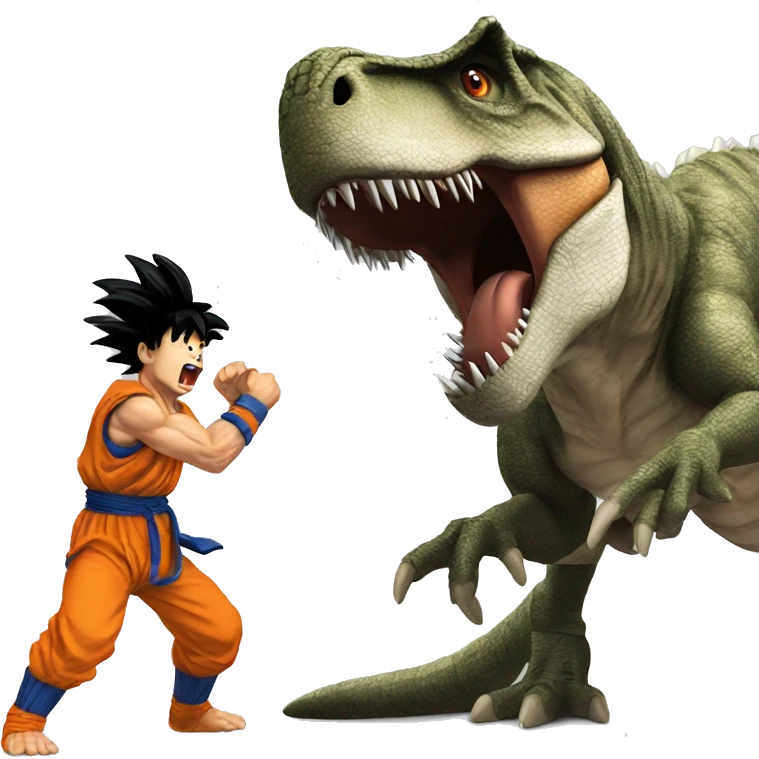 Goku fighting a T. rex  emoji
