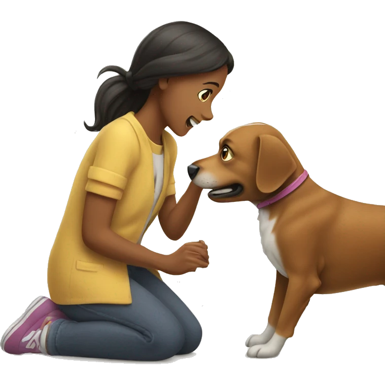 Dog playing with a girl emoji