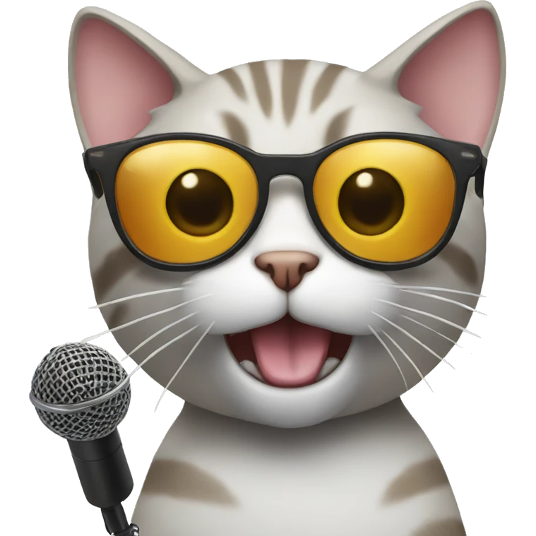 Cat with microphone and Sunglasses emoji