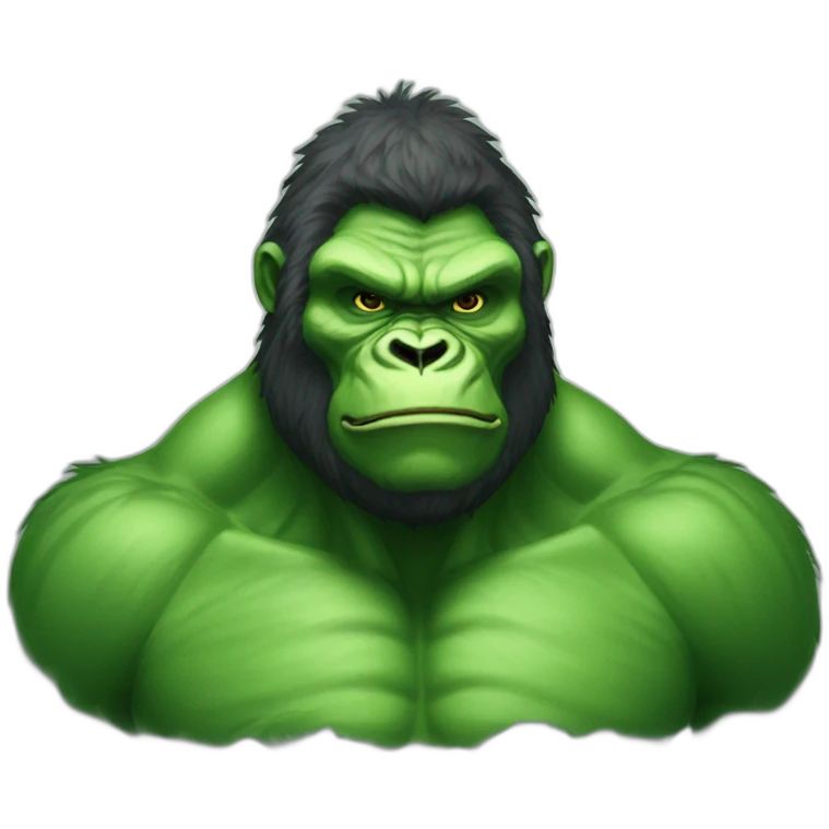 Gorilla becoming green hulk emoji