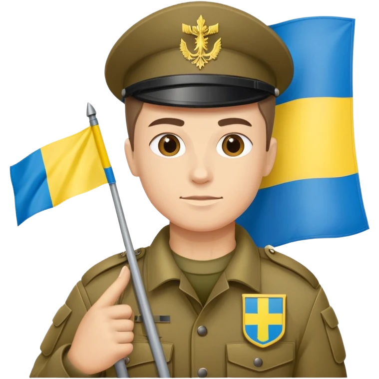 Военный,зенитчик,с украинским флагом emoji