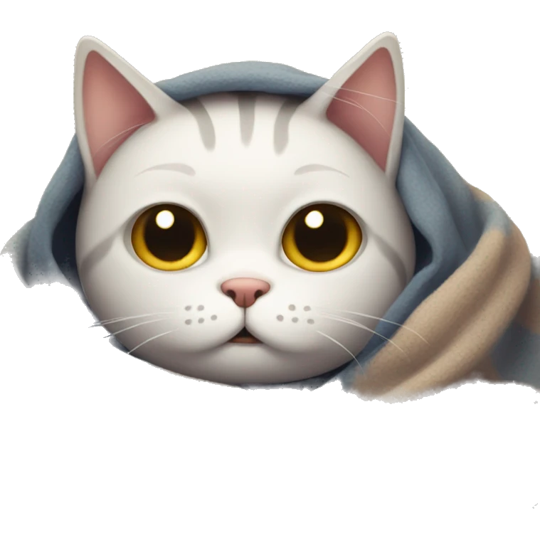 sad cat in a blanket emoji