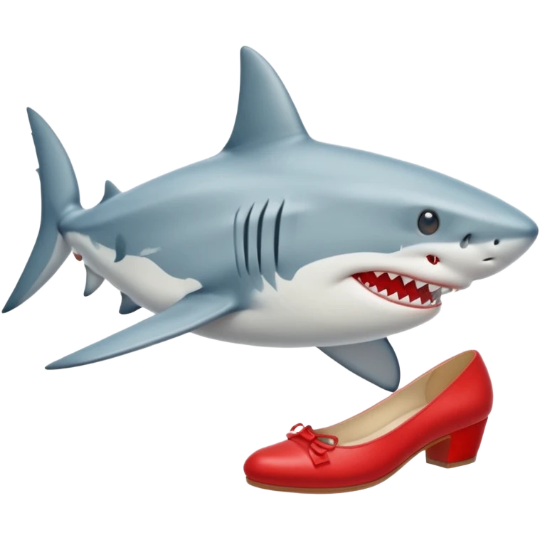 un requin avec des chausures rougr emoji