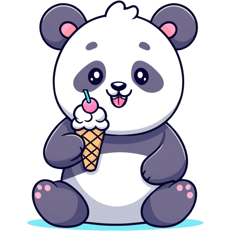 Panda eating ice cream emoji