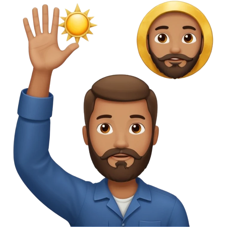 joshua bible chracter bearded man raising his hand stopping the sun & moon to continue the war emoji