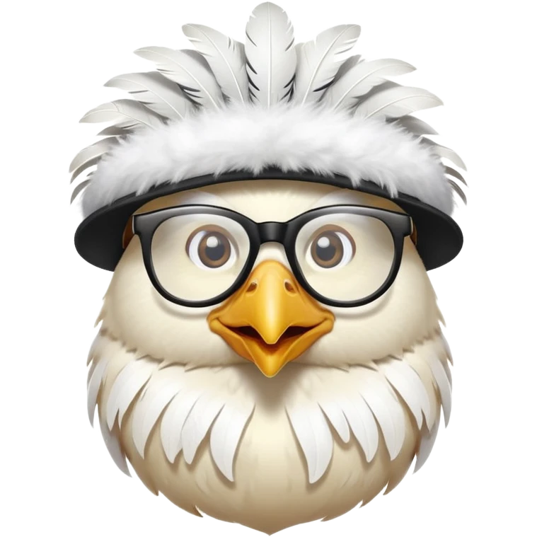 chicken wearing a hat and glasses emoji