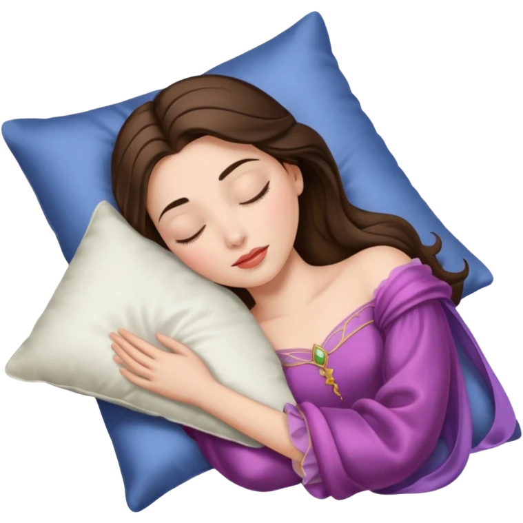 sleeping beauty brunette white girl with a silk pillow emoji