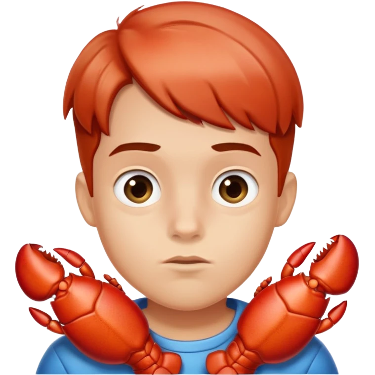 A boy with lobster claws  emoji