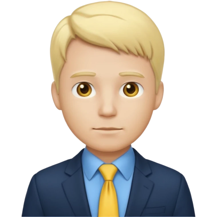 consulting man with hand with white skin and blonde hair with blue shirt and yellow tie and black blazer emoji