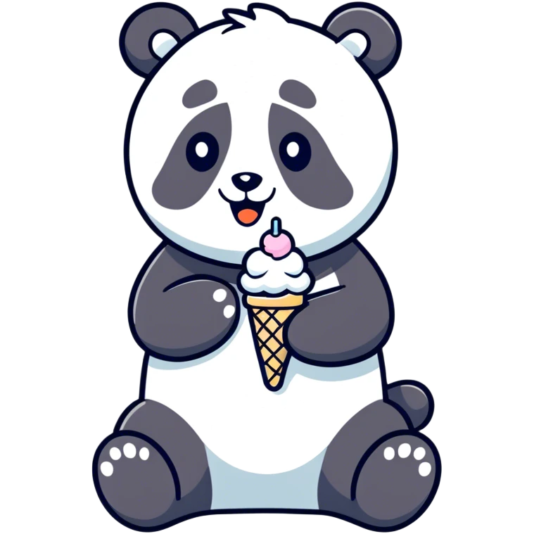 Panda eating ice cream emoji
