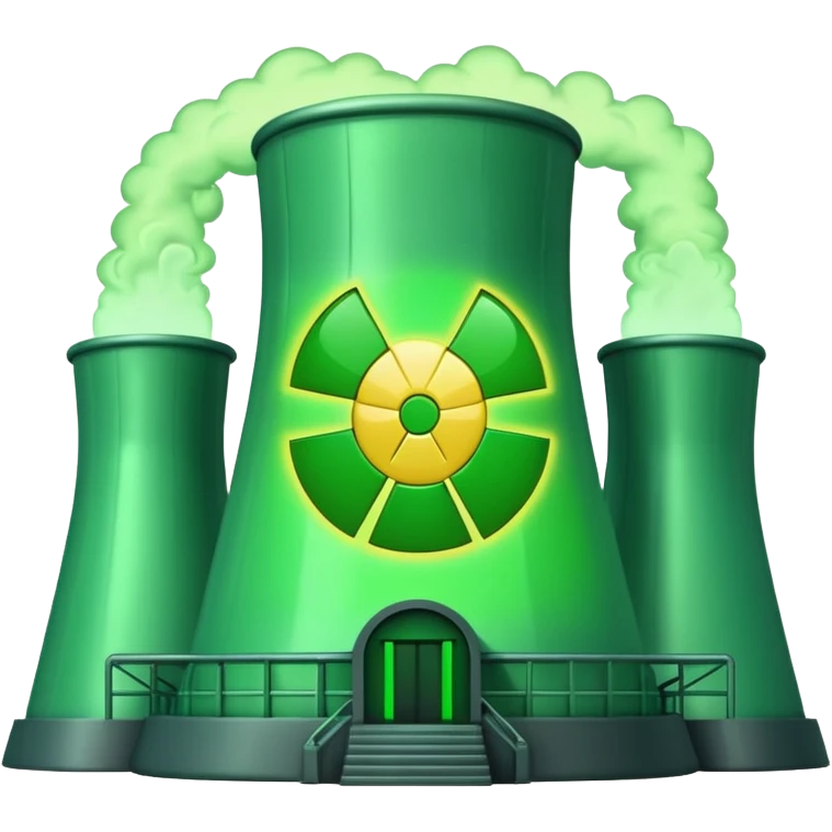 nuclear power plant with green radioactive glow, more realistic, emoji style, option 4 emoji
