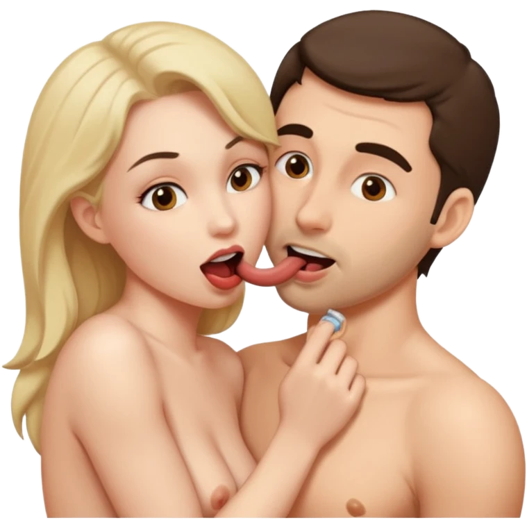 나체의 여성이 남성의 성기를 물고 있다 emoji