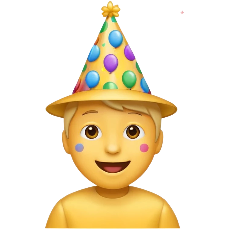 birthday face emoji, joyful expression, party hat, confetti, cheerful emoji