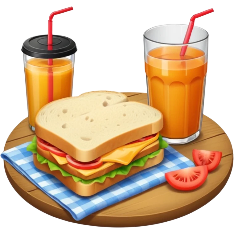 picnic with sandwiche and juice emoji