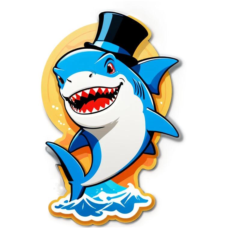 Shark with a top hat emoji