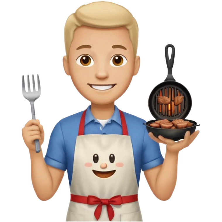 man light skin haciendo parrilla emoji