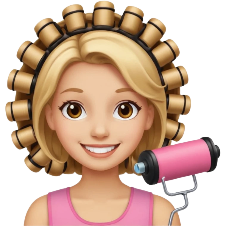 girl with hair roller on hair emoji
