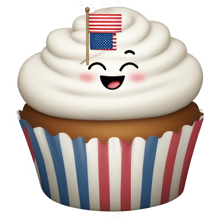 Happy cupcake with an American flag emoji