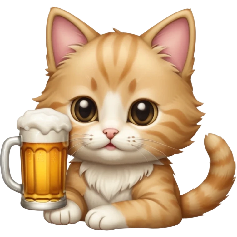 kitten drinks beer emoji
