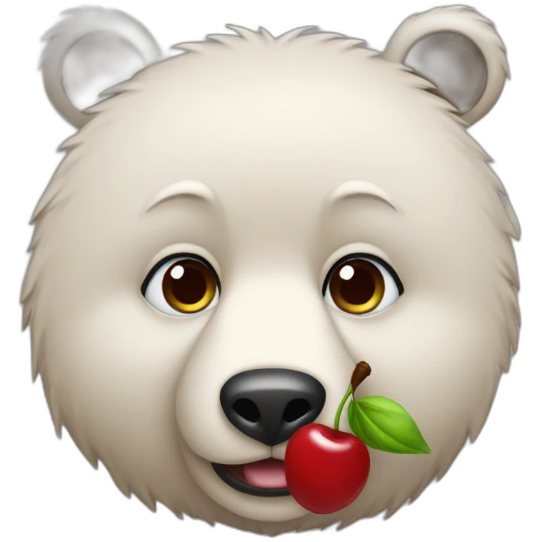 bear with blue eyes eating cherry emoji