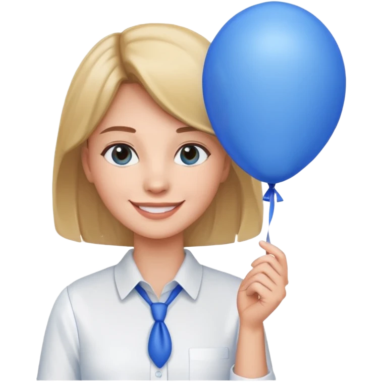 Woman with blue balloon, white shirt emoji