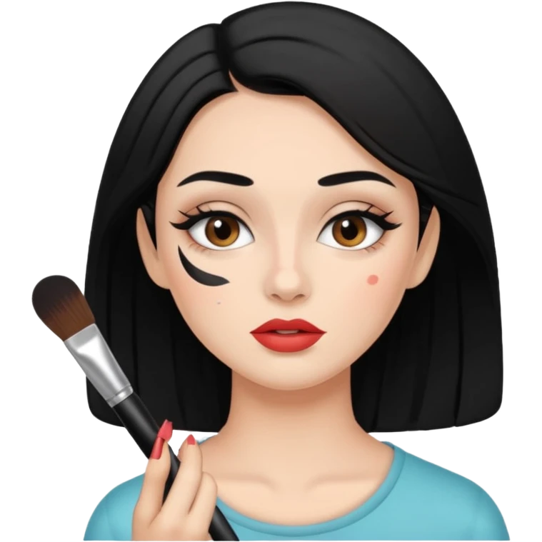메이크업 받고 있는 검정색 머리의 여성 emoji