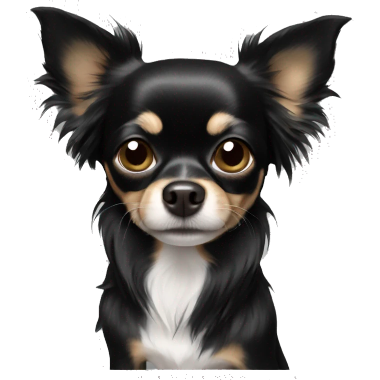 Black long haired chihuahua  emoji
