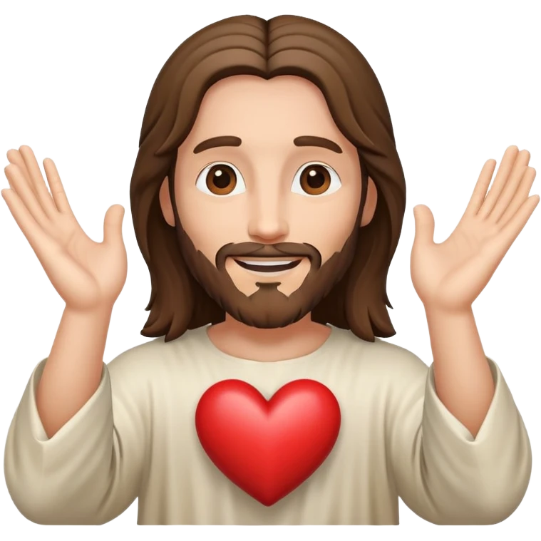 Joyful Jesus creating heart shape with hands emoji