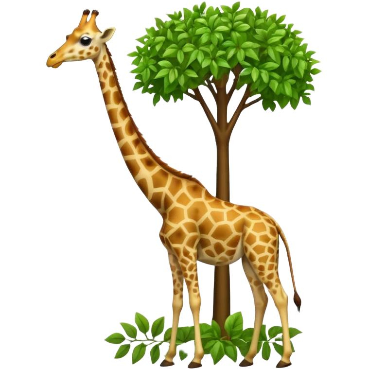 giraffe eating leaves from a tree emoji