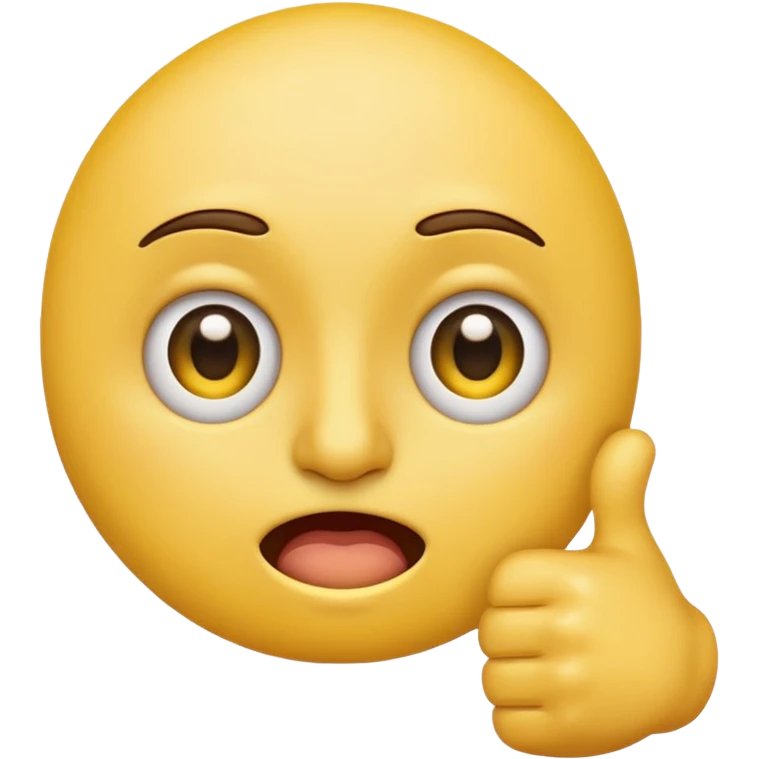 Original yellow Emoji face stressed out with one eye quivering half open and a thumbs up sticking out emoji