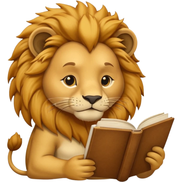 lion reading a book emoji