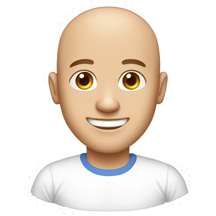 man smiling bald white tshirt emoji