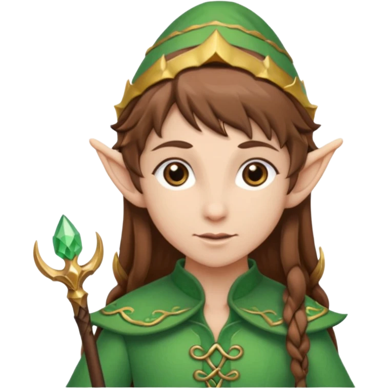 elf with staff brown hair emoji