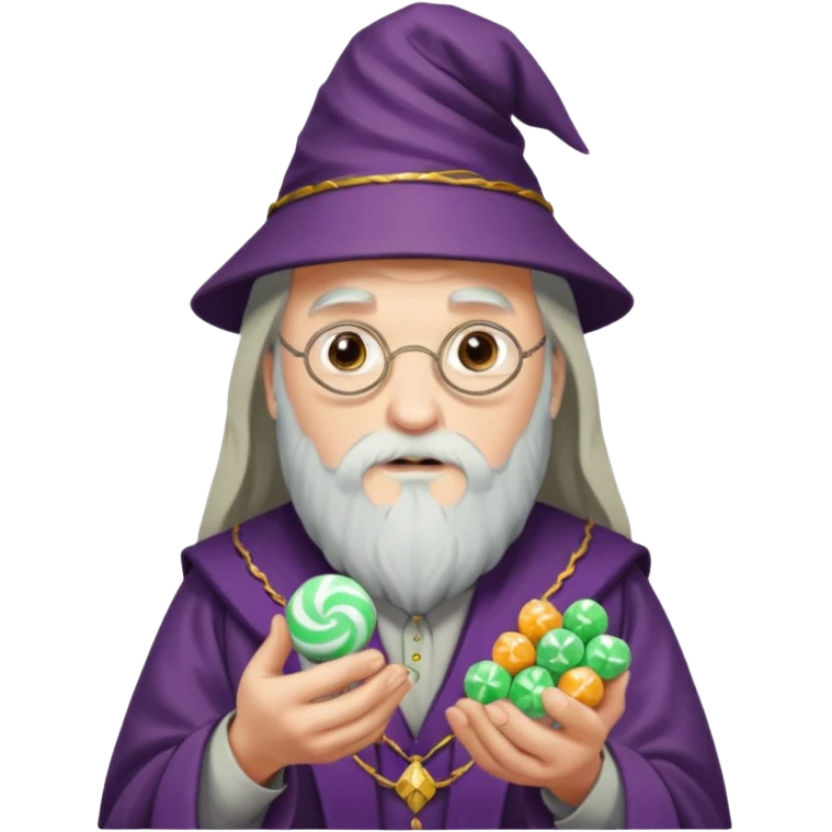 Dumbledore with Mint candies in his hands emoji