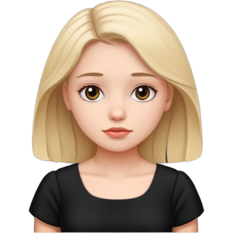 دختر زیبا با لباس مشکی کمی خسته و امیدوار  emoji