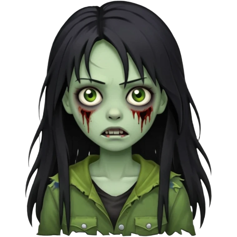 girl zombie with black long hair and franja emoji