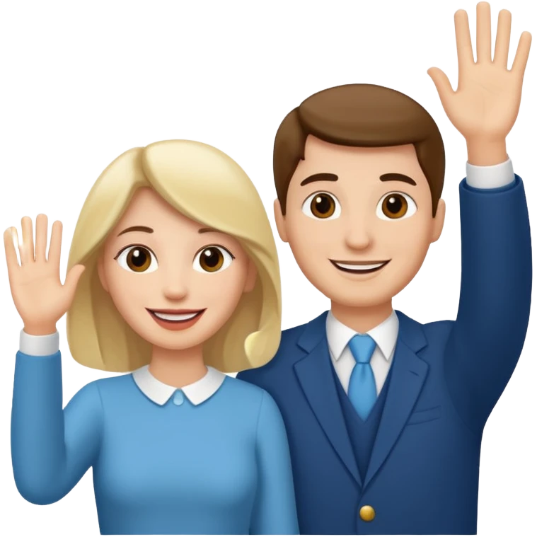 married couple waving emoji