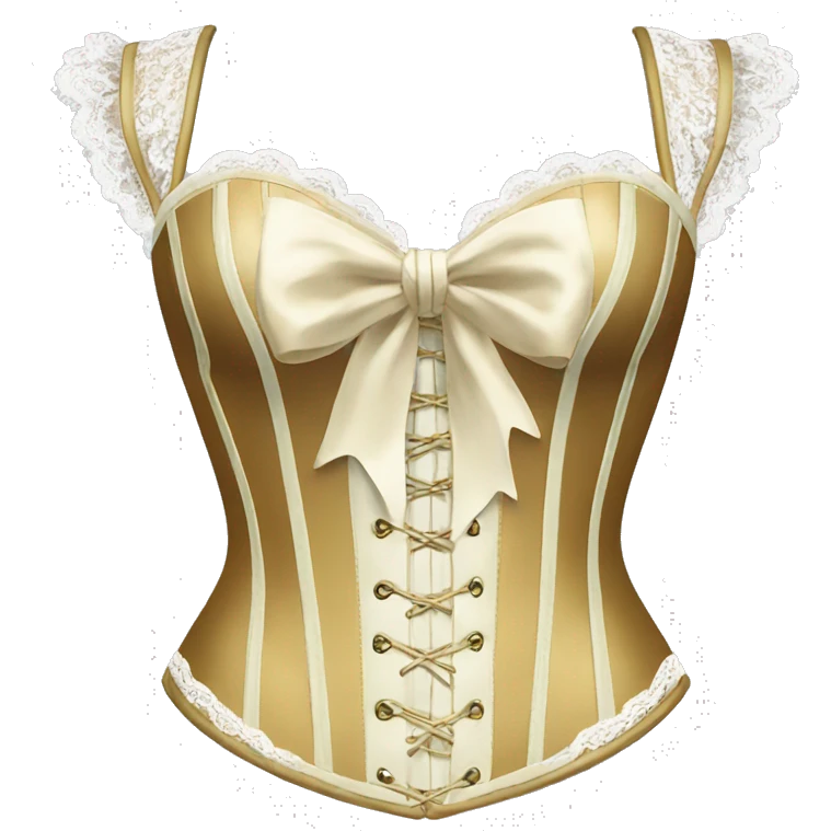 Gold ivory corset with lace and bow emoji | AI Emoji Generator