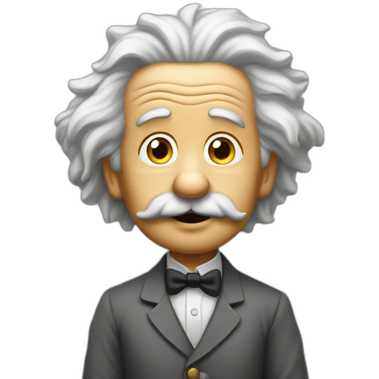 Einstein standing leaning his shoulder on wall with crossed legs and looking up emoji
