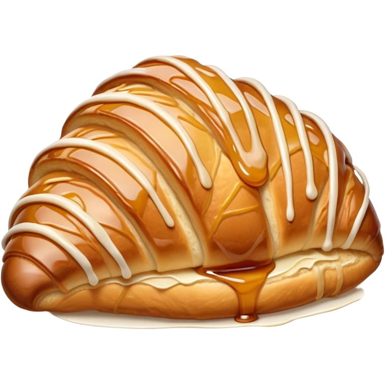 Almond croissant with a caramel syrup on it emoji