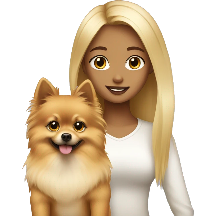Girl with blonde hair with Pomeranian  emoji