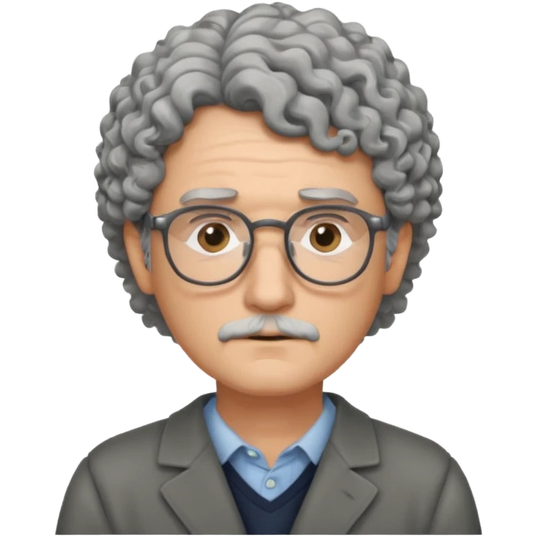 Sad male Writer with curly gray hair and glasses emoji