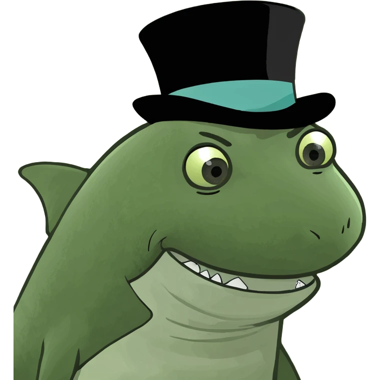 Shark with a top hat emoji