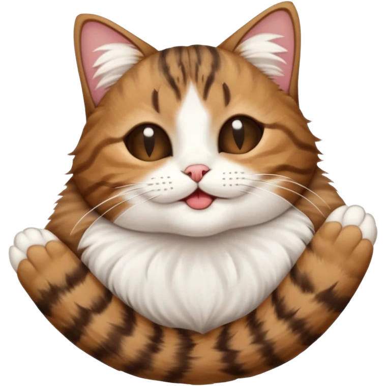 dark brown tabby and white cat in funny positions upside down with eyes closed emoji
