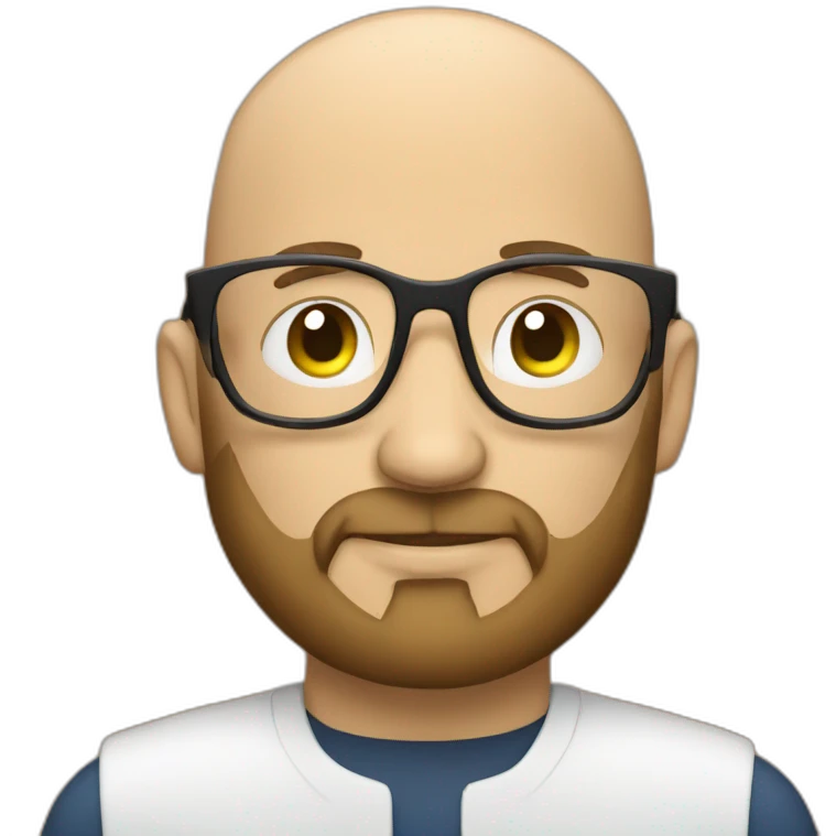 Bald It analyst with beard and glasses emoji