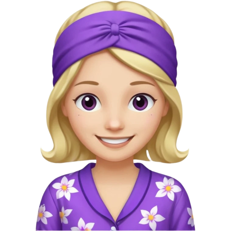 women in purple pyjamas with headband emoji